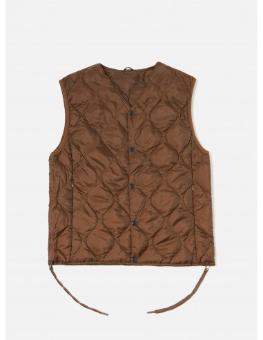 Taion by F/CE. Packable Down Vest in Brown Nylon Ripstop/Duck Down d'Europe débarque